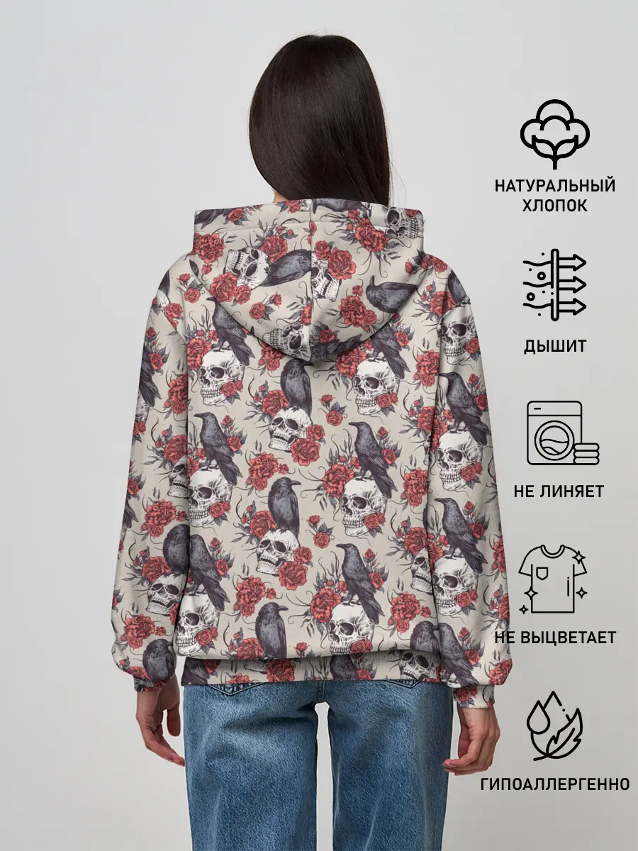 Женское худи / Skull raven