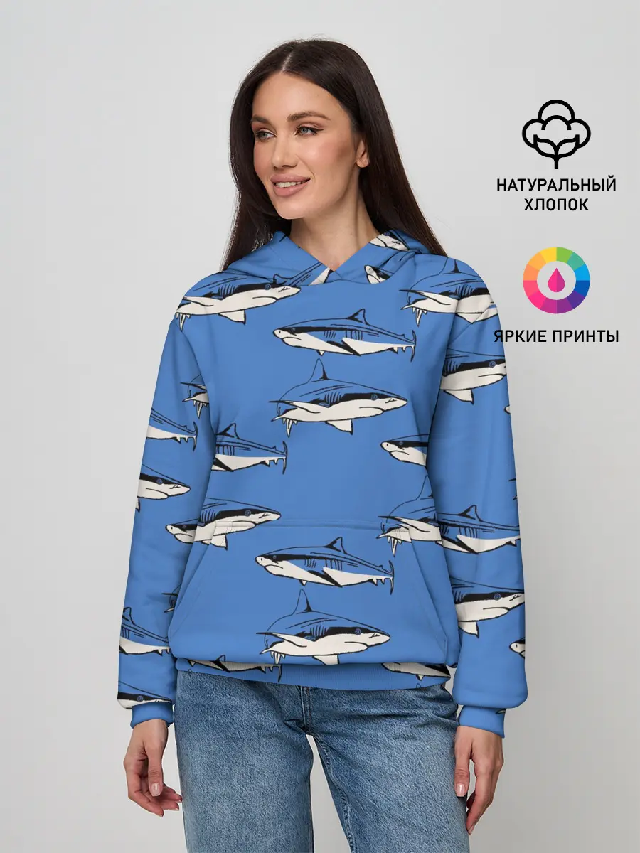 Женское худи / Акулы Паттерн