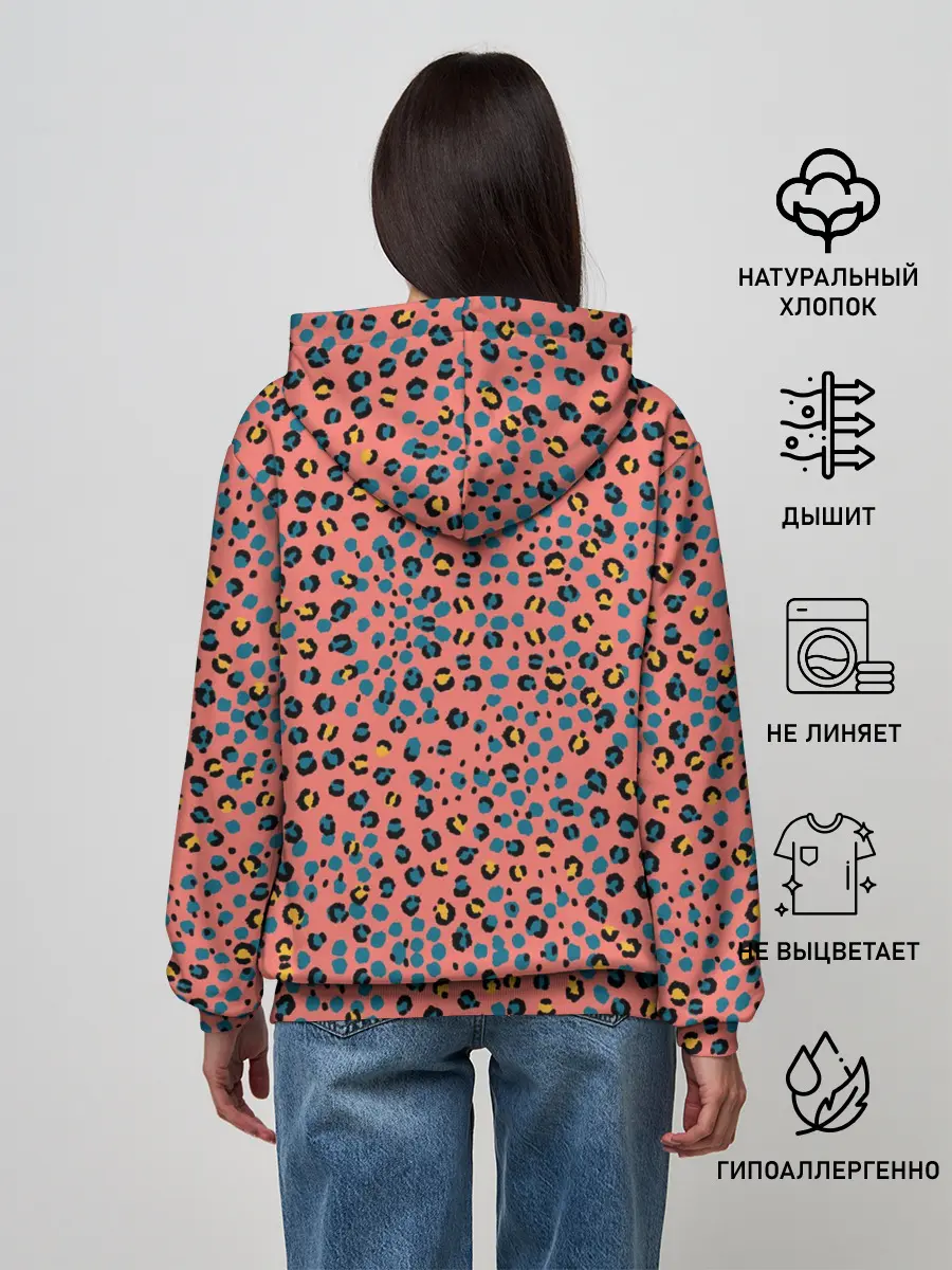 Женское худи / Леопардовый принт на розовом