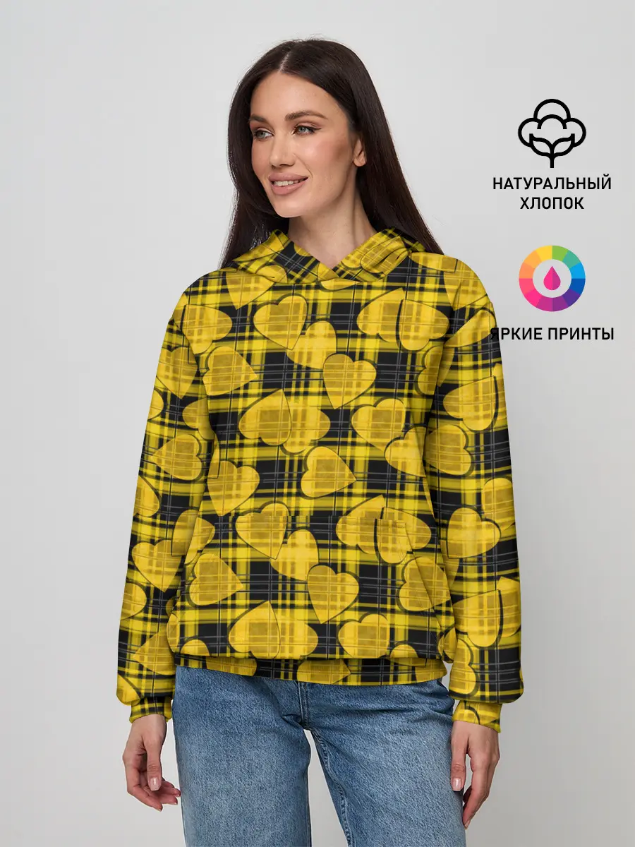 Женское худи / Желто-черный модный узор