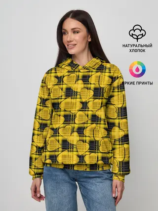 Женское худи / Желто-черный модный узор