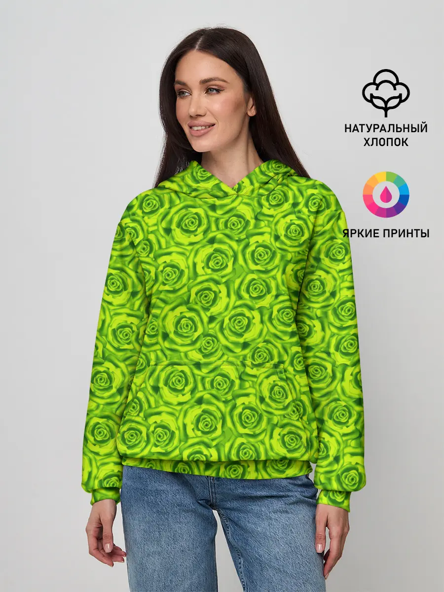 Женское худи / Неоновый цветочный узор
