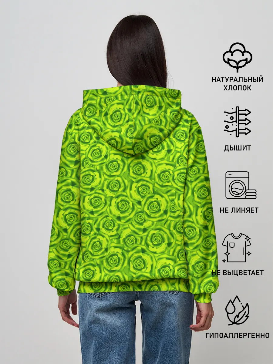 Женское худи / Неоновый цветочный узор