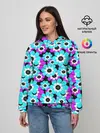 Женское худи / Яркие бирюзовые цветы
