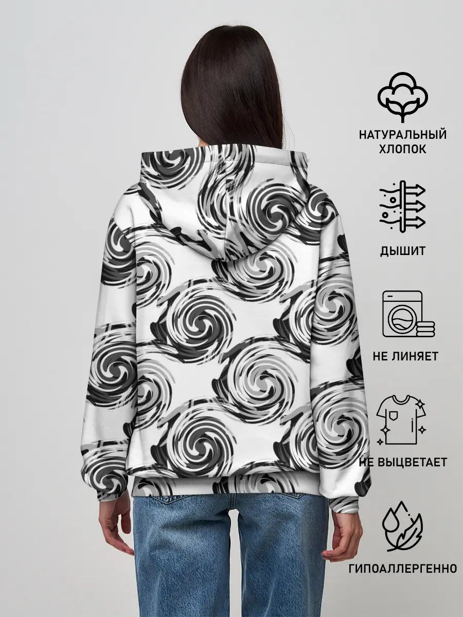 Женское худи / Черно-белый абстрактный узор