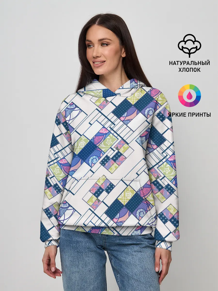 Женское худи / Этнический узор пэчворк