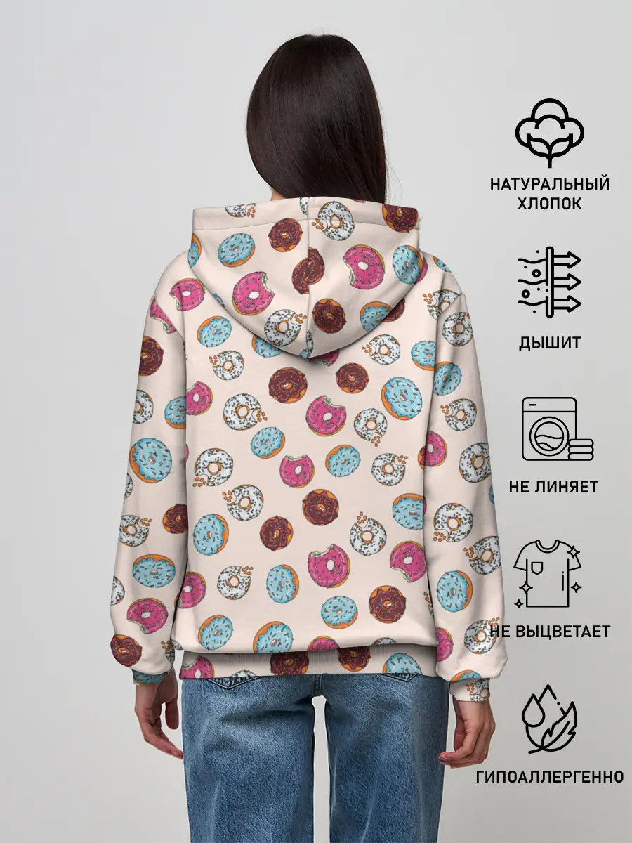 Женское худи / Пончики донаты паттерн