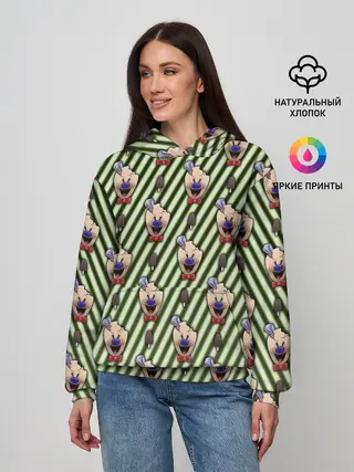 Женское худи / ICE SCREAM зеленый паттерн