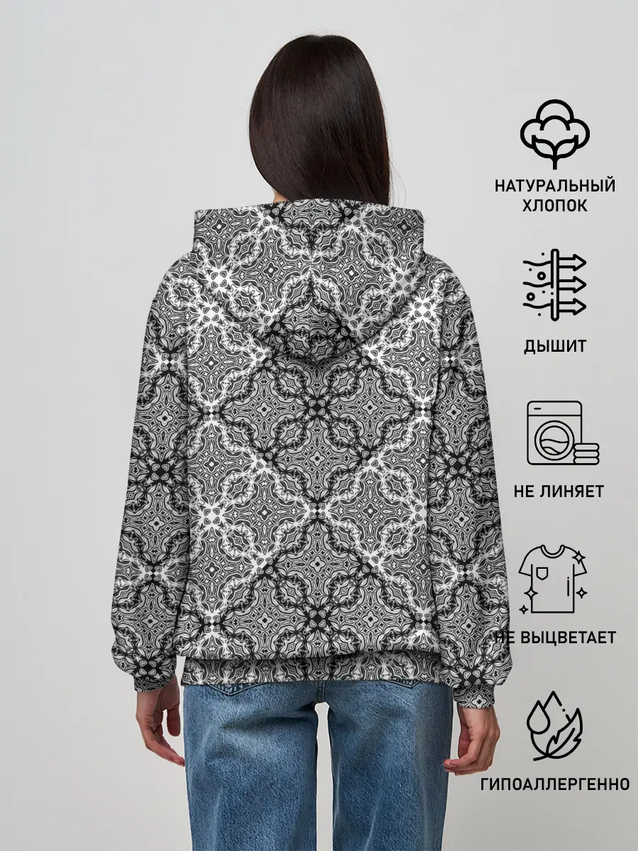 Женское худи / Черно-белый орнамент