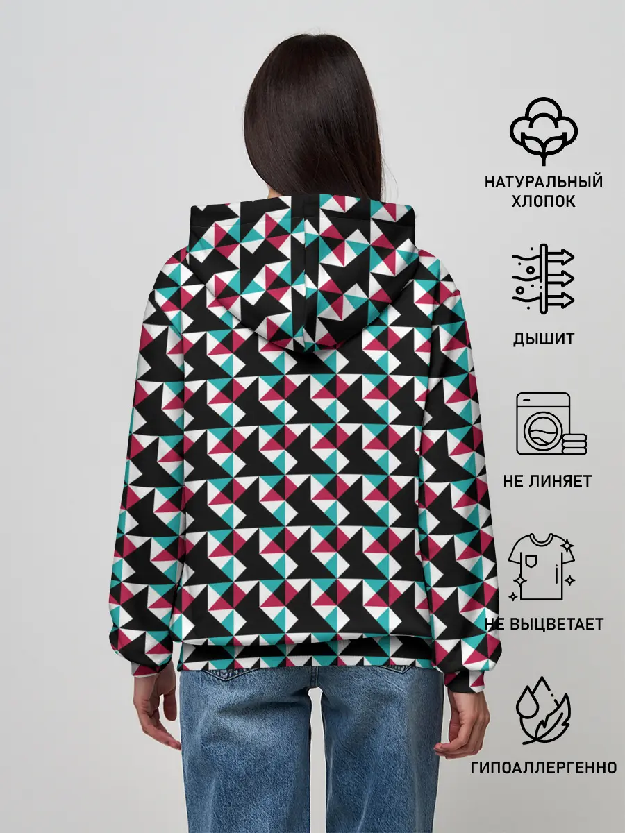 Женское худи / Красно-черный абстрактный узор