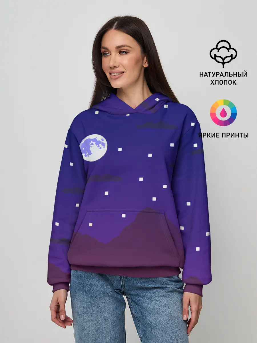 Женское худи / Пиксельная ночь | 8 bit