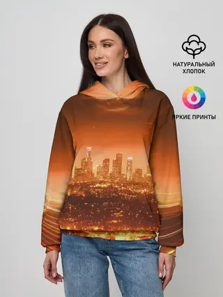 Женское худи / Закат в Нью Йорке