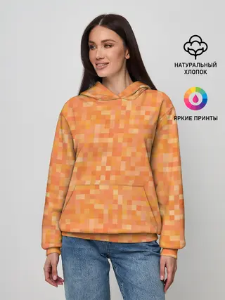 Женское худи / Оранжевая пиксель абстракция