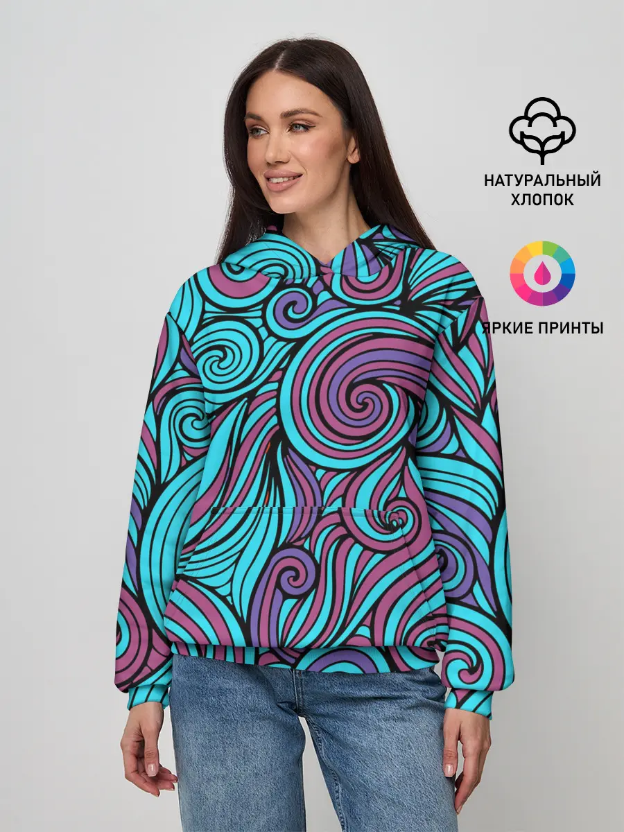 Женское худи / Синие листья