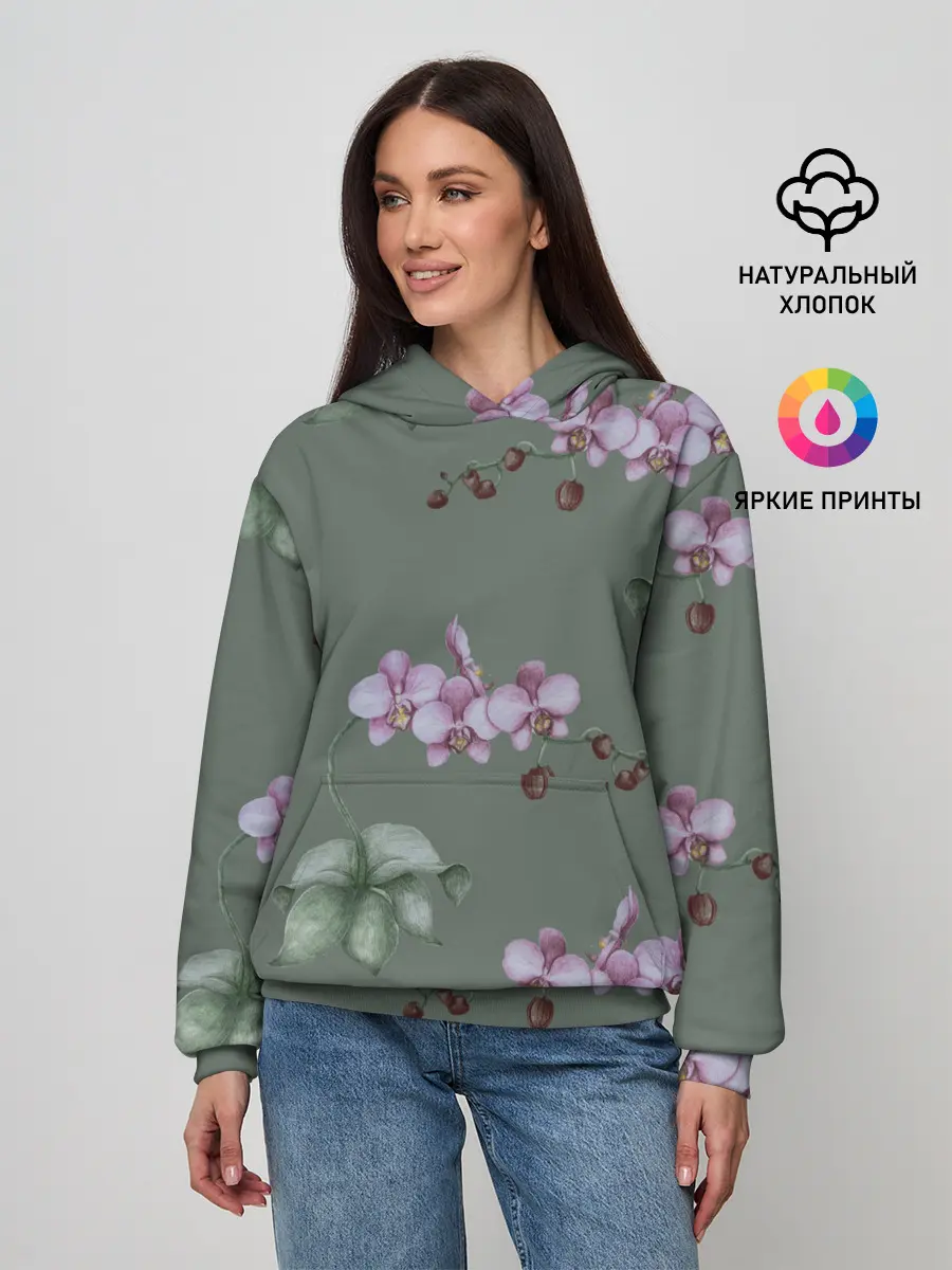 Женское худи / Розовые орхидеи