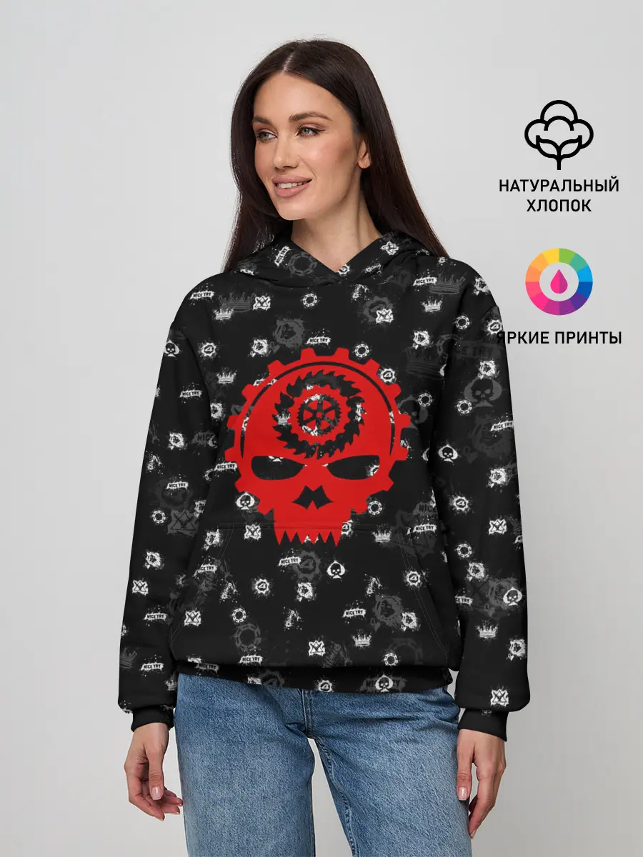 Женское худи / GEARS OF WAR | ПАТТЕРН | ШЕСТЕРЕНКИ