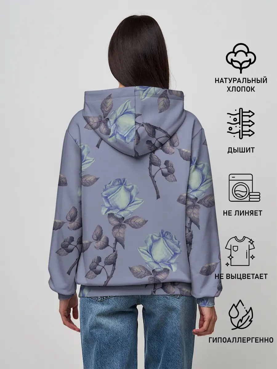 Женское худи / Голубые розы