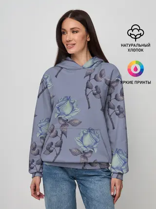 Женское худи / Голубые розы