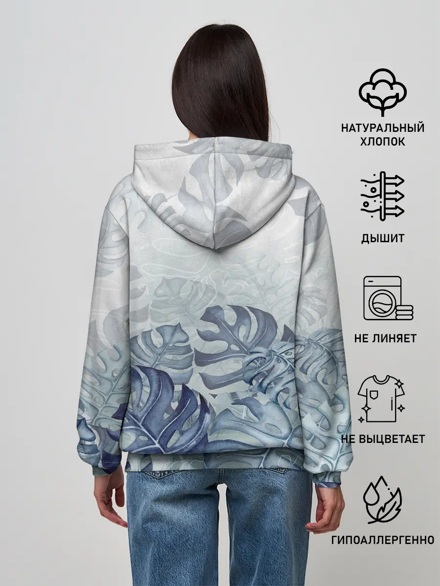 Женское худи / Синие листья