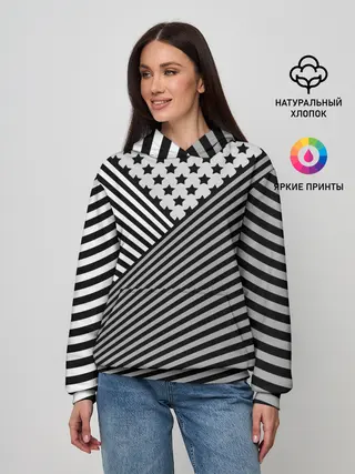 Женское худи / Полосатый комбинированный узор