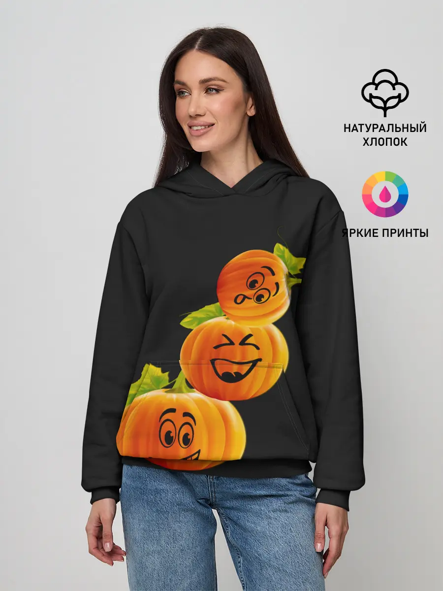 Женское худи / Хэллоуин смешные тыквы