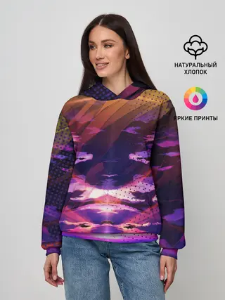 Женское худи / Закат. Облака