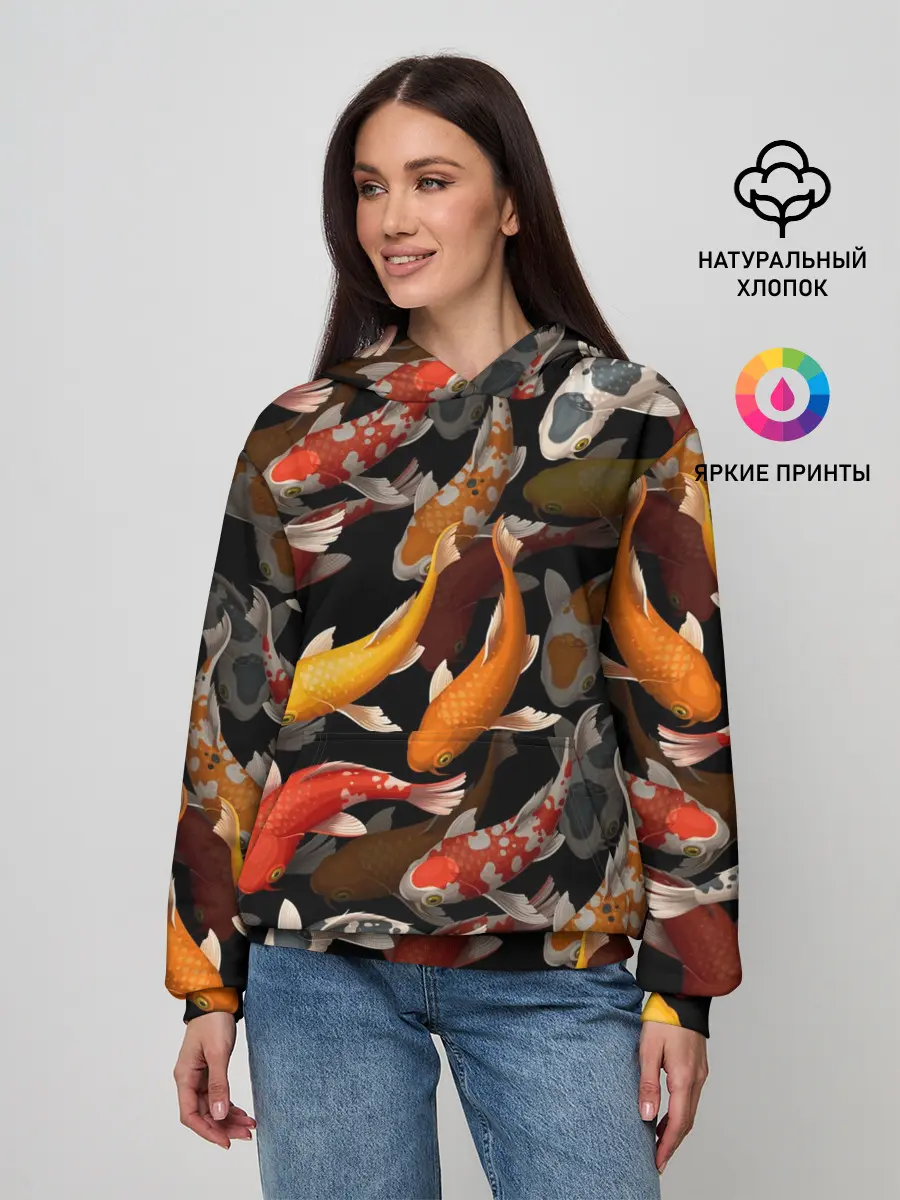 Женское худи / Карпы кои | Японские карпы