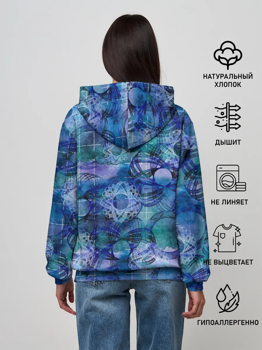 Женское худи / Абстракция - акварельный узор