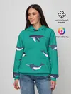 Женское худи / Нарвал, киты, касатка паттерн