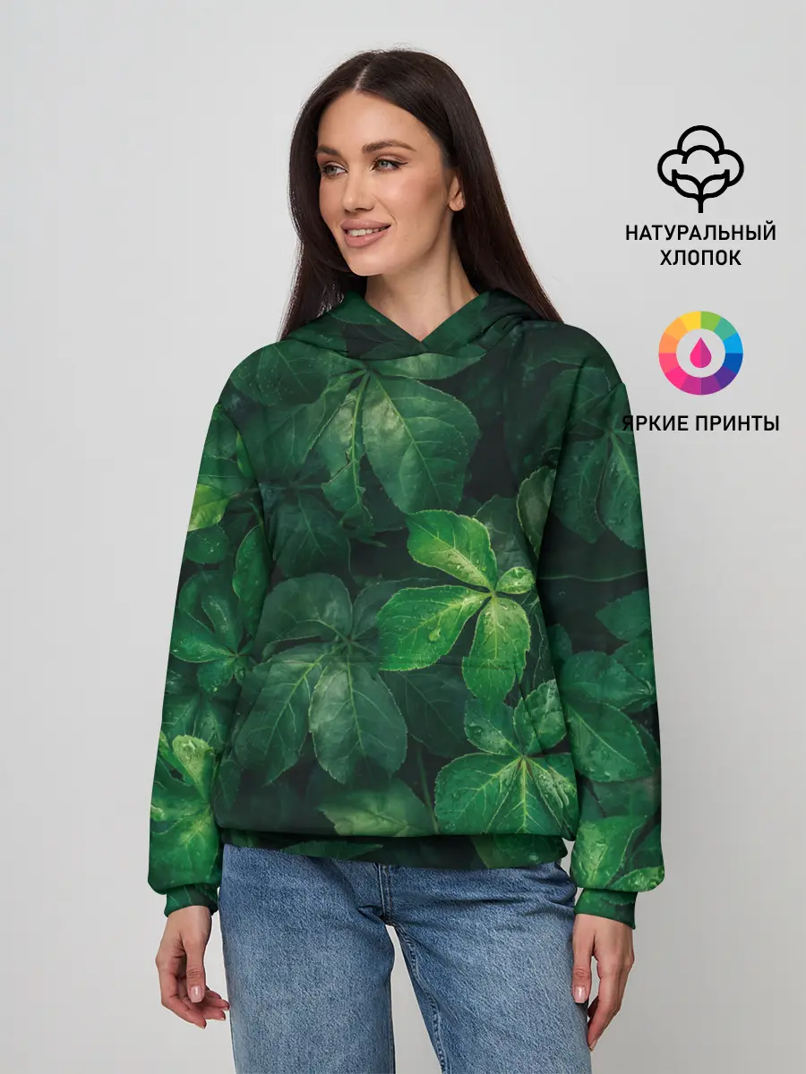 Женское худи / Тропическая листва | Тропики