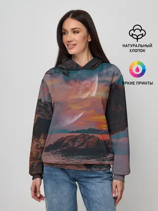 Женское худи / закат на качелях