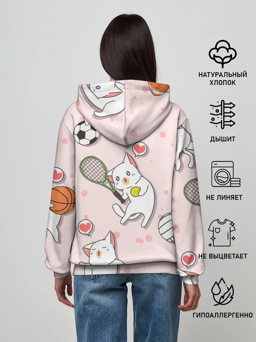 Женское худи / Спортивные котики | Мяу спорт