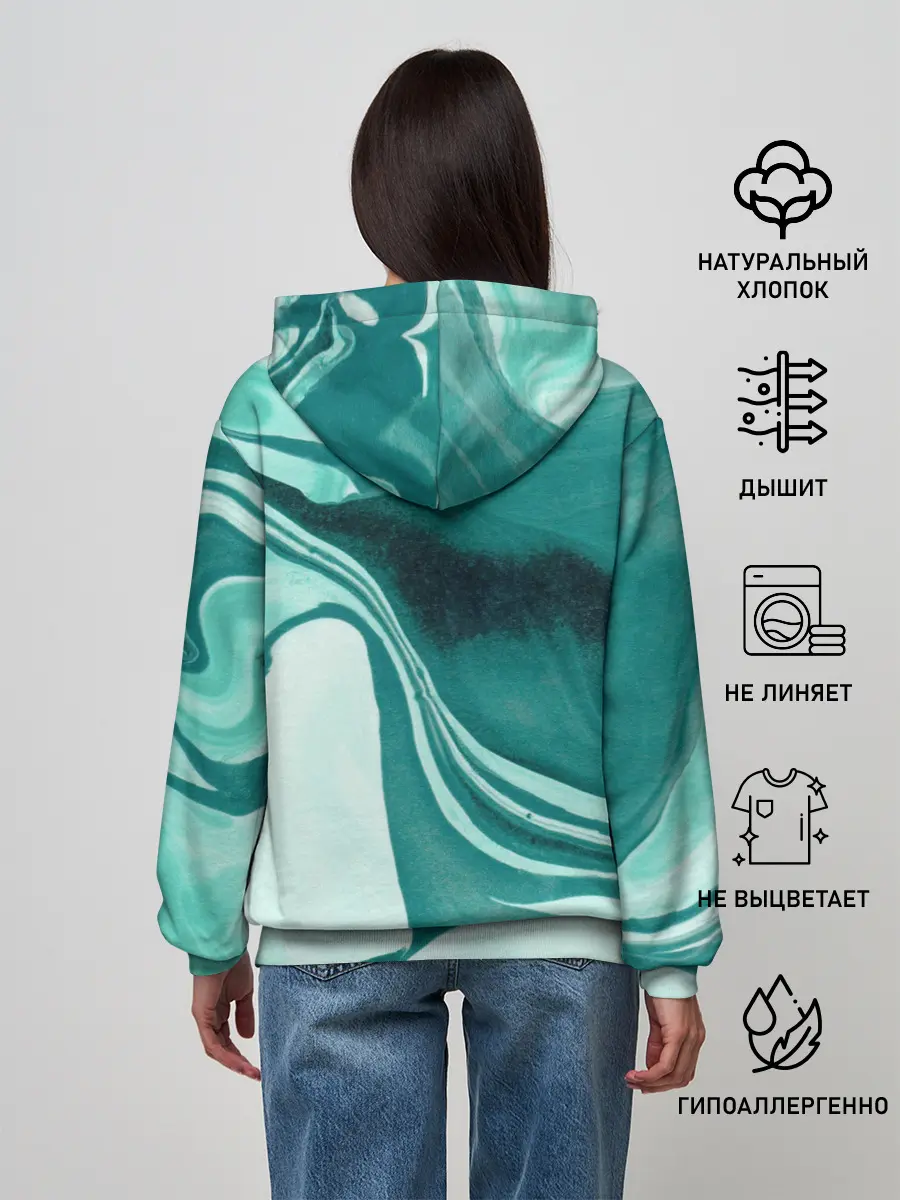 Женское худи / красочный зелёный развод