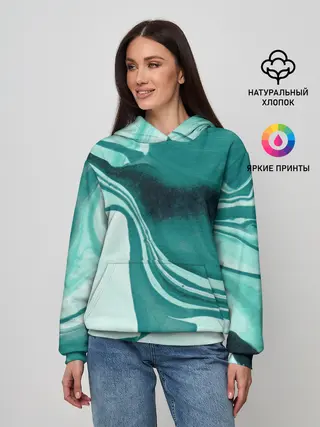 Женское худи / красочный зелёный развод
