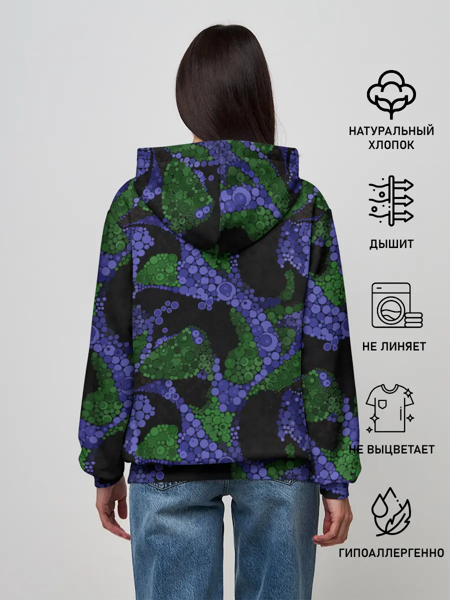 Женское худи / Абстрактный темный в горох