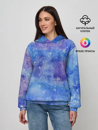 Женское худи / Акварельные разводы и брызги красок