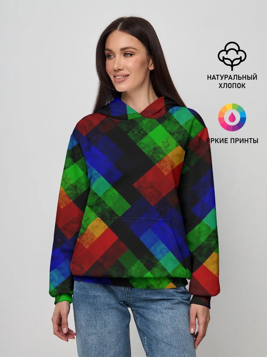 Женское худи / Разноцветный мраморный узор
