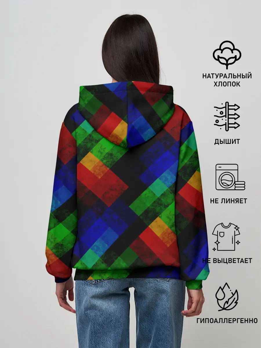 Женское худи / Разноцветный мраморный узор