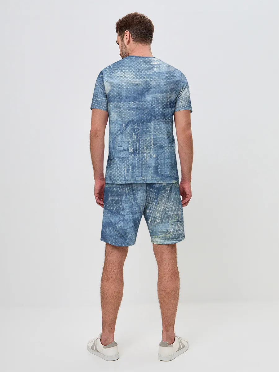 Мужской костюм с шортами / Джинсовые мазки