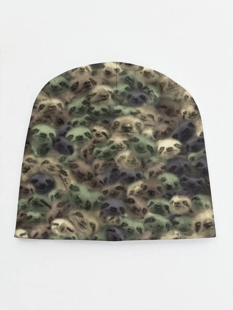 Детская шапка / Камуфляж с ленивцами