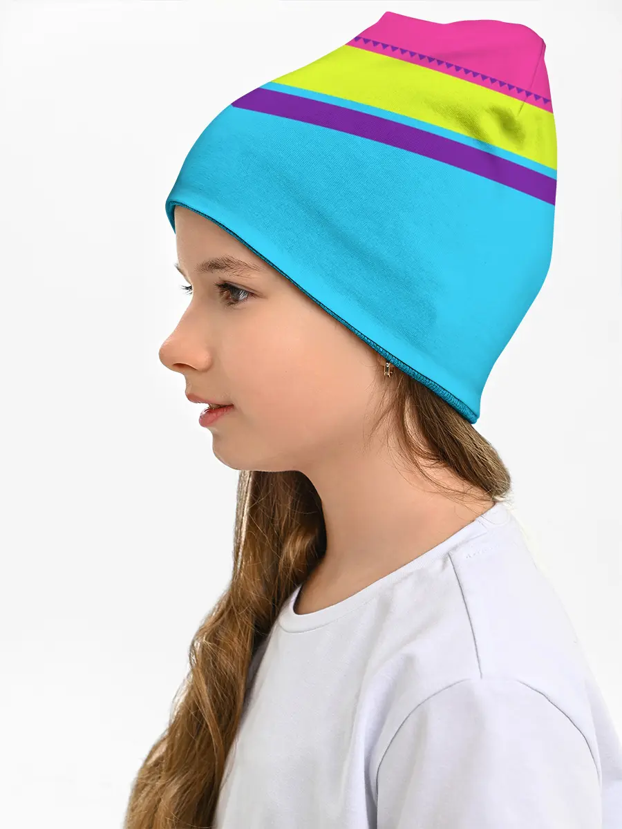 Детская шапка / Цветные треугольники_голубой