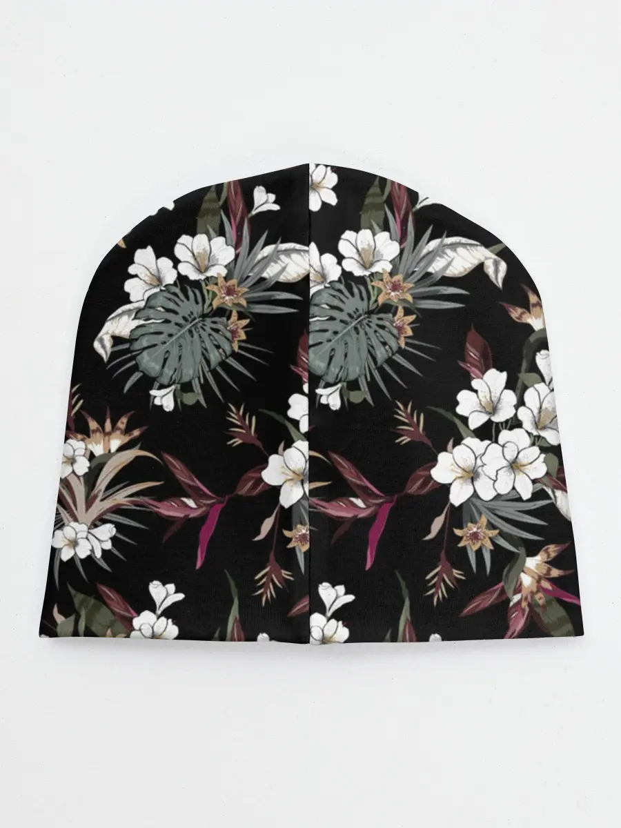 Детская шапка / Белые цветы