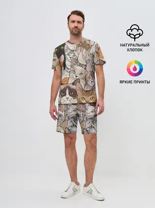 Мужской костюм с шортами / Котики