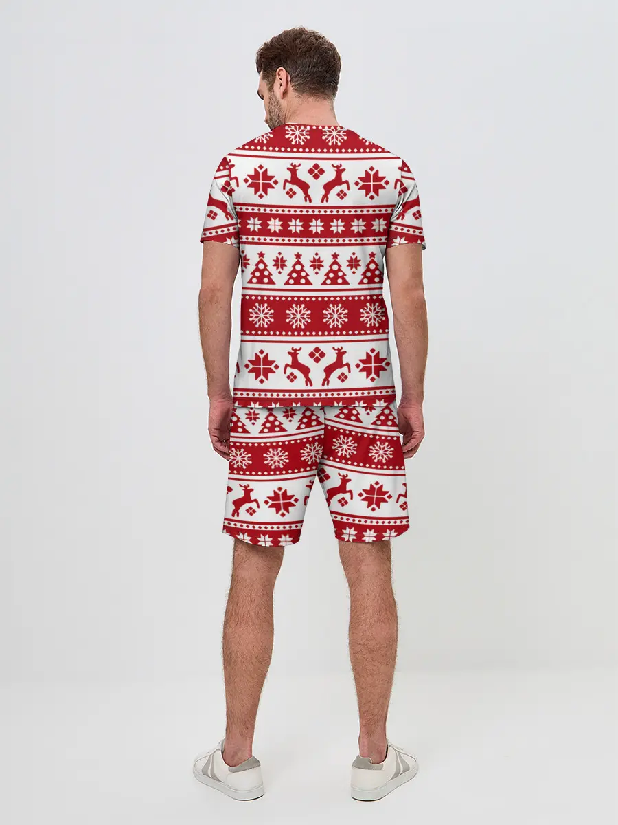 Мужской костюм с шортами / Новый Год | Олени и снежинки