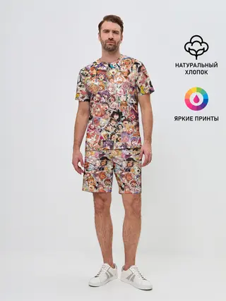 Мужской костюм с шортами / Яркий паттерн АХЕГАО