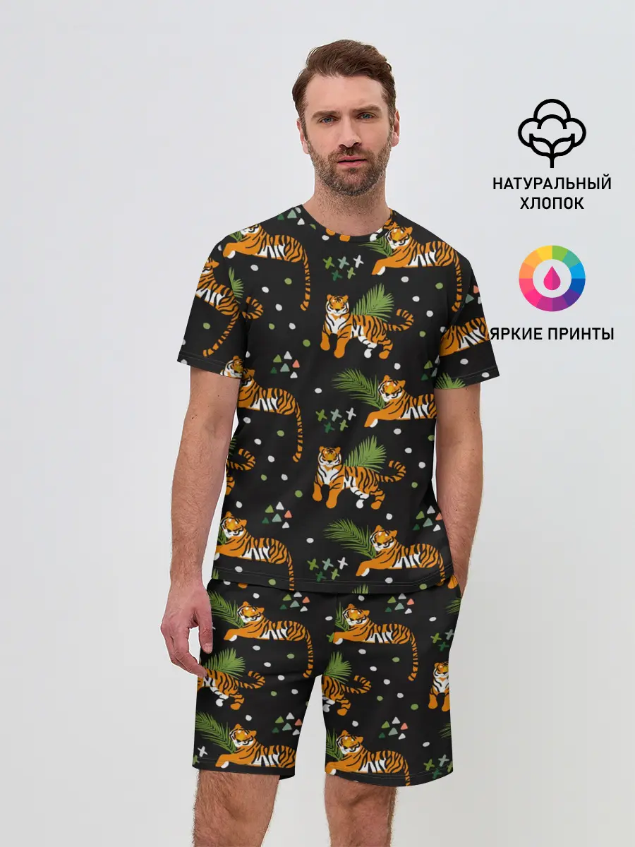 Мужской костюм с шортами / Tigers | Тигровый Паттерн