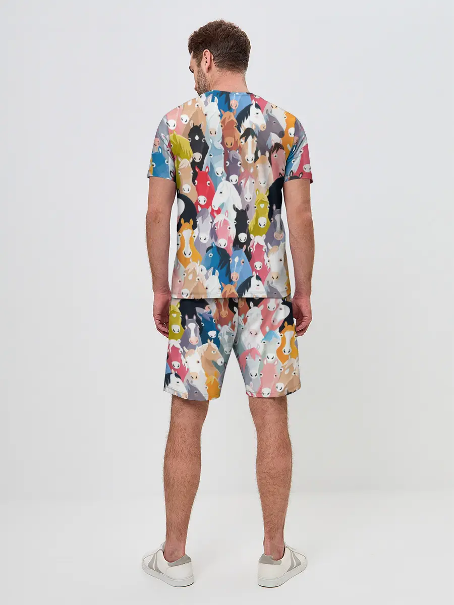 Мужской костюм с шортами / цветные лошади