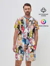 Мужской костюм с шортами / цветные лошади