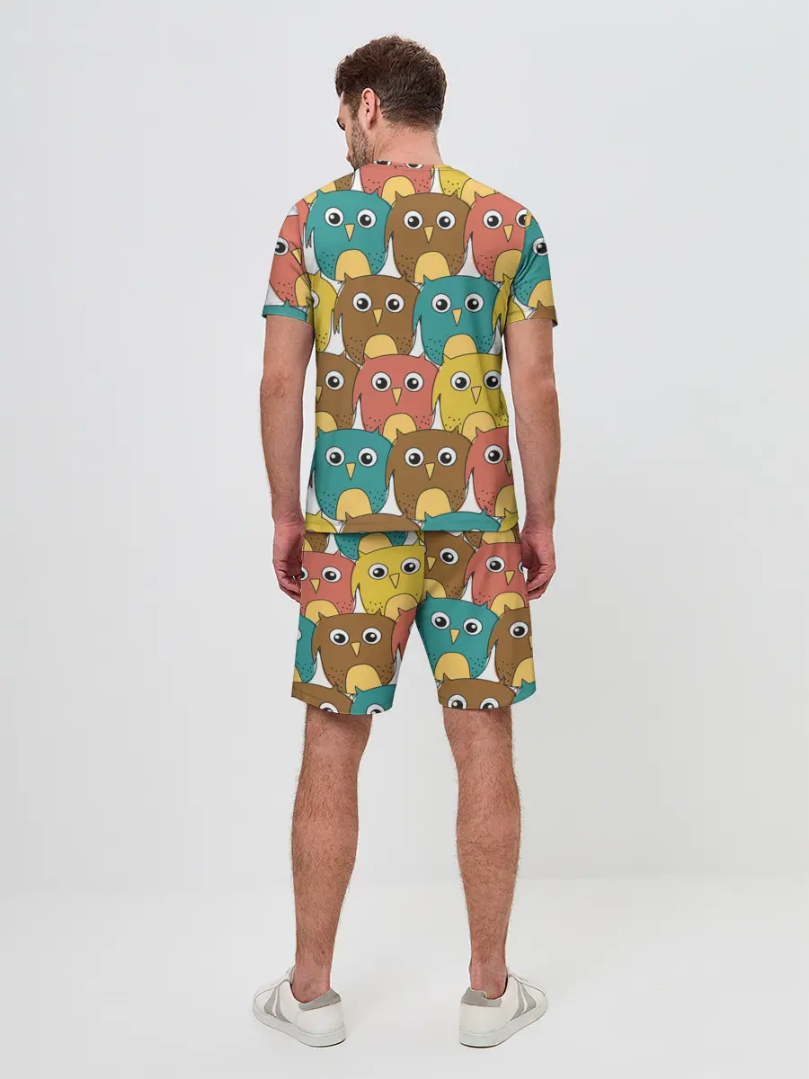 Мужской костюм с шортами / Разноцветные совы