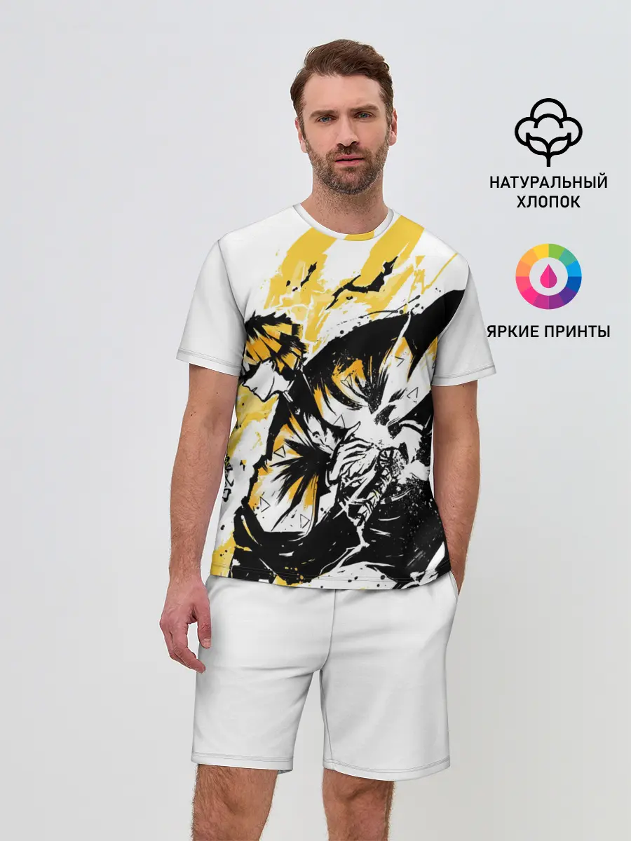 Мужской костюм с шортами / Zenitsu Зеницу Клинок